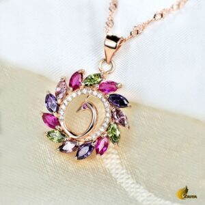 گردنبند نقره طرح طاووس