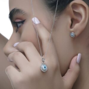 نیمست نقره چشم نظر خارجی کد 324