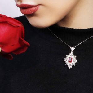 گردنبند نقره دخترانه یاقوت قرمز کد 560"