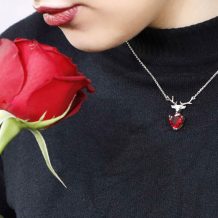 آویز نقره زنجیری مدل قلب شاخ گوزن کد 610 دریتا